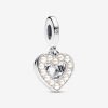 Charm Pendente Doppio Cuore con Perle Coltivate d'Acqua Dolce