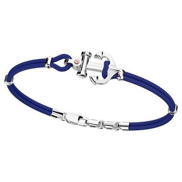 Bracciale Zancan in kevlar con ancora in argento e vite in oro rosa
