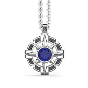 Collana Zancan in argento con pendente a rosa dei venti e pietra blu