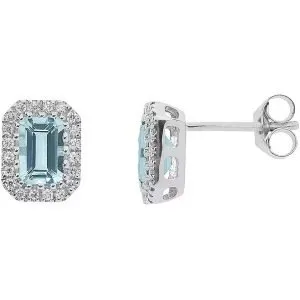 Orecchini in Oro Diamanti e Acquamarina Ottagonale
