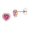 Orecchini in Oro Diamanti e Topazi Rosa cuore