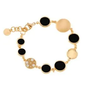 Bracciale Tonde Reverse con paste vitree nere e pavé di zirconi