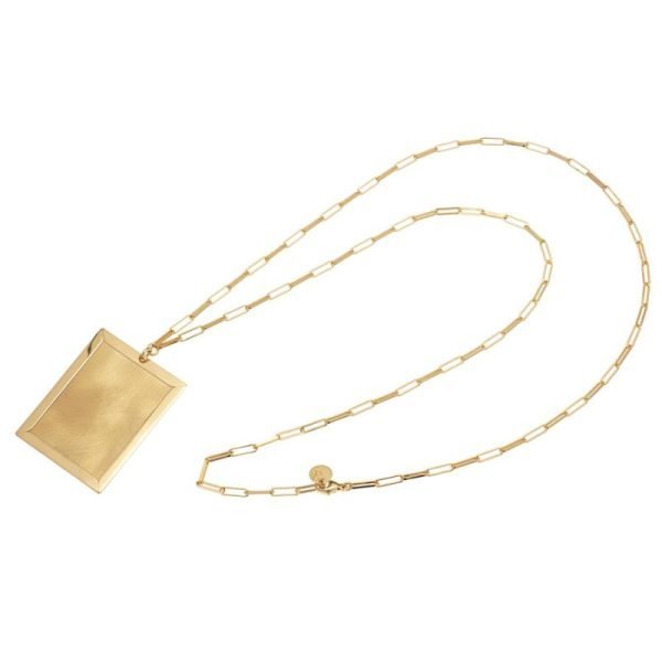 Collana lunga Vintage Déco con pendente satinato con bordi lucidi