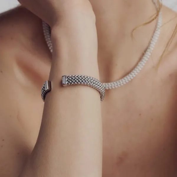 Bracciale chicco rigido argento