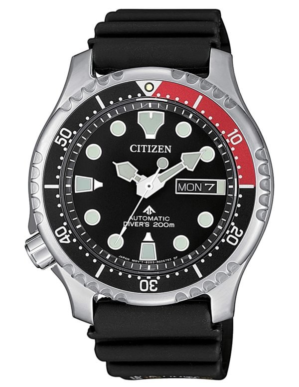 Diver's Automatic 200 m, nero , ghiera nera e rossa