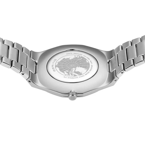 Classic argento brillante spazzolato, quadrante blu