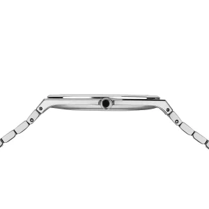 Classic argento brillante spazzolato, quadrante blu