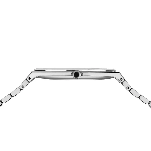 Classic argento brillante spazzolato, quadrante blu