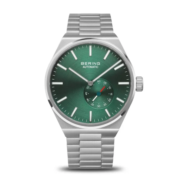 Automatic, argento opaco, quadrante verde