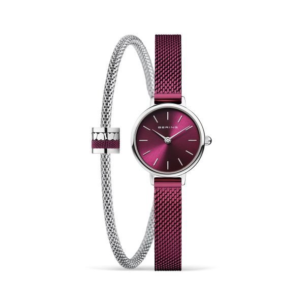 Classic argento brillante purple, combo bracciale