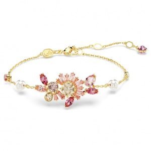 Braccialetto Gema aglio misto, Fiore, Rosa, Placcato color oro