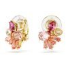 Orecchini a clip Gema, Taglio misto, Fiore, Rosa, Placcato color oro