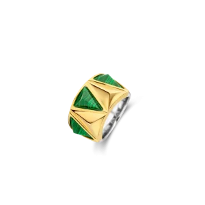 TI SENTO anello fascia gold e malachite