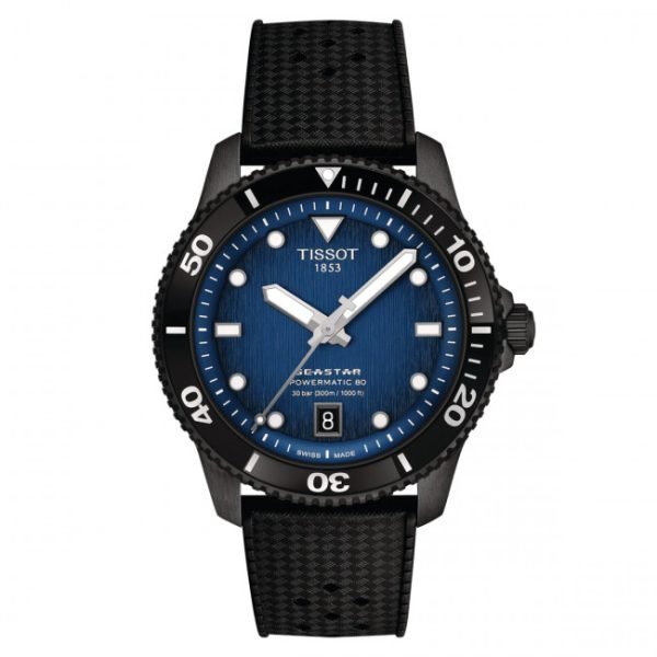 TISSOT SEASTAR 1000 POWERMATIC 80 40MM, nero e blu