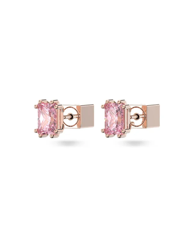 Orecchini a lobo Stilla Taglio rettangolare, Rosa, Placcato color oro rosa