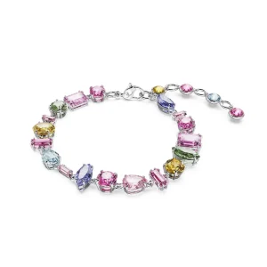Braccialetto gema, Taglio misto, Multicolore, Placcato rodio