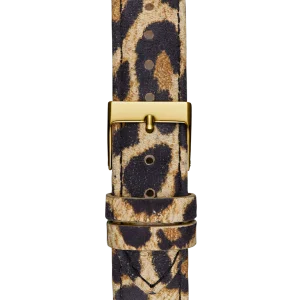 GUESS Ladies Leopard Gold Tone Analog Watch