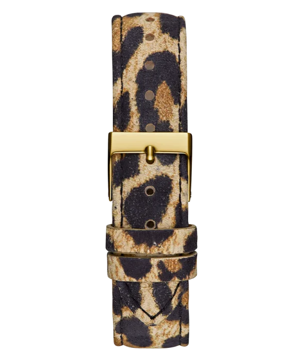 GUESS Ladies Leopard Gold Tone Analog Watch