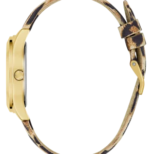 GUESS Ladies Leopard Gold Tone Analog Watch