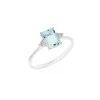 Anello in Oro Diamanti e Acquamarina Ottagonale, Fantasia di Acquamarina