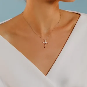 Collana croce bicolore in Oro e Diamanti Collezione Croci