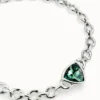Ciondolo a maglia placcato argento Sterling con un cristallo