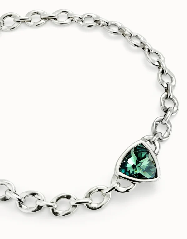 Ciondolo a maglia placcato argento Sterling con un cristallo