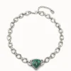 Ciondolo a maglia placcato argento Sterling con un cristallo