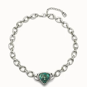Ciondolo a maglia placcato argento Sterling con un cristallo