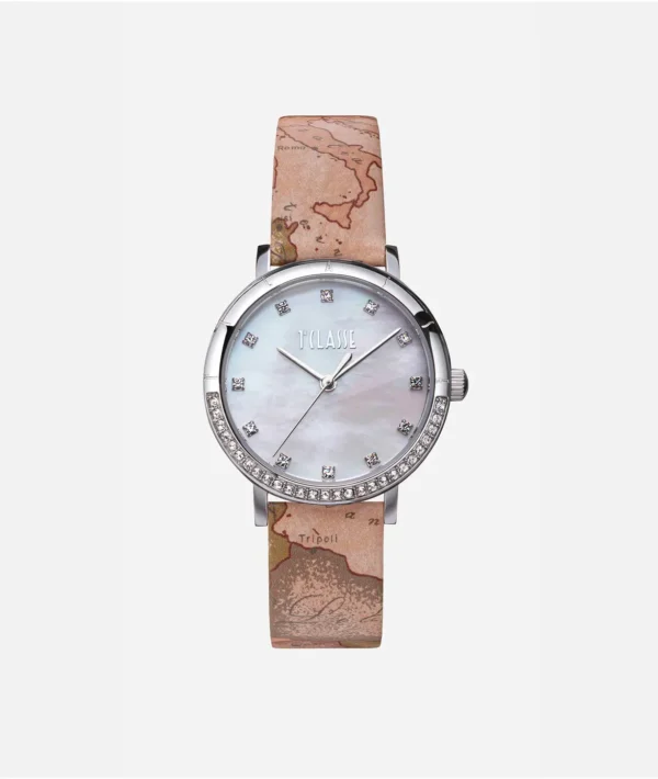 Positano orologio con cinturino in pelle Geo Classic Argento