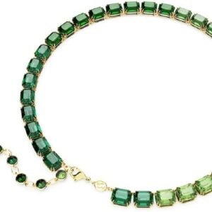 Collana Tennis Millenia Taglio Octagon, Sfumatura di colore, Verde, Placcato oro