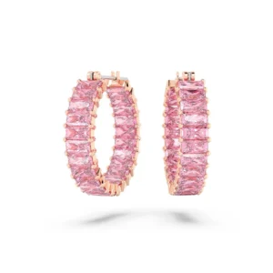 Orecchini a cerchio Matrix Taglio baguette, Rosa, Placcato color oro rosa