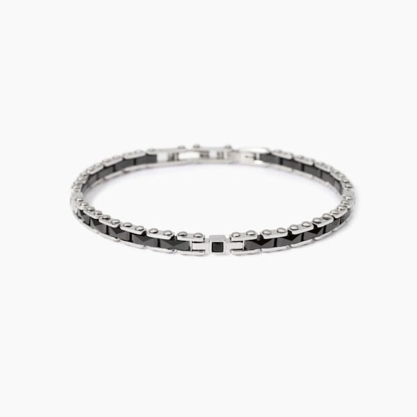Bracciale con inserti in ceramica grigia Outside