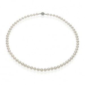 Girocollo Filo Perle in Oro bianco e Diamanti