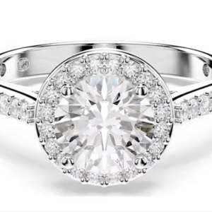 Anello Una Angelic Taglio Round, Bianco, Placcato color argento m52