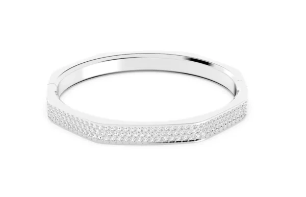 Bracciale rigido Dextera Forma ottagonale, Bianco, Placcato rodio XL