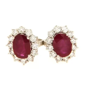 Orecchini Rubini 1,87 ct e diamanti 0,55 ct