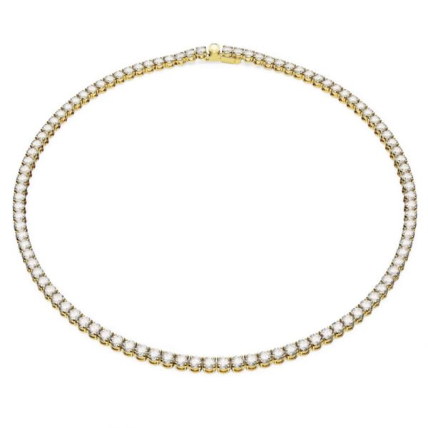 Collana Matrix Tennis Taglio Round, Bianca, Placcato color oro
