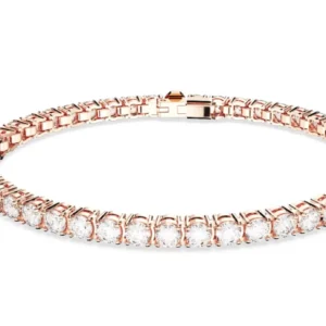 Braccialetto Matrix Tennis Taglio Round, Bianco, Placcato color oro rosa M