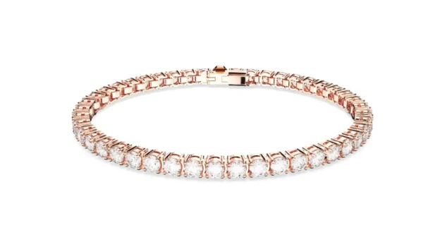 Braccialetto Matrix Tennis Taglio Round, Bianco, Placcato color oro rosa M