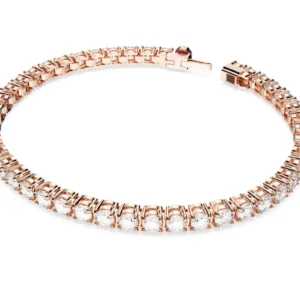 Braccialetto Matrix Tennis Taglio Round, Bianco, Placcato color oro rosa M