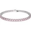 Braccialetto Matrix Tennis Taglio Round, Rosa, Placcato rodio XL