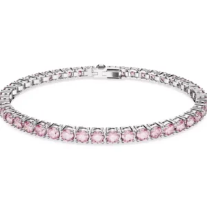 Braccialetto Matrix Tennis Taglio Round, Rosa, Placcato rodio XL