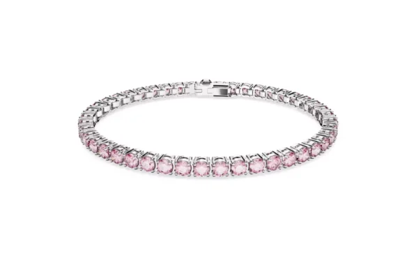 Braccialetto Matrix Tennis Taglio Round, Rosa, Placcato rodio XL