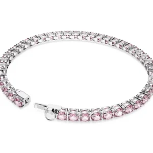 Braccialetto Matrix Tennis Taglio Round, Rosa, Placcato rodio XL