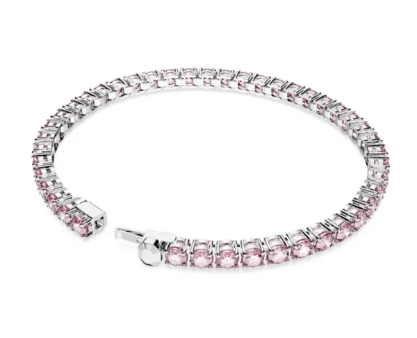 Braccialetto Matrix Tennis Taglio Round, Rosa, Placcato rodio XL