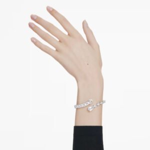 Bracciale rigido Matrix Taglio misto, Bianco, Placcato rodio