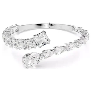Bracciale rigido Matrix Taglio misto, Bianco, Placcato rodio