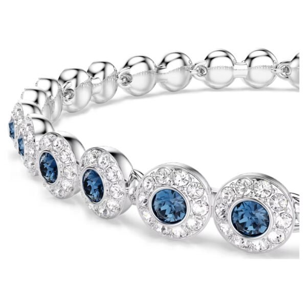 Bracciale Tennis Una Angelic Taglio Round, Blu, Placcato rodio