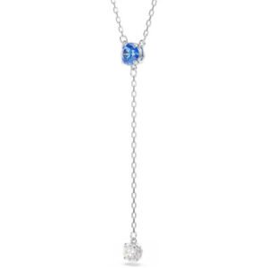 Collana a Y Stilla Attract Taglio Round, Blu, Placcato rodio